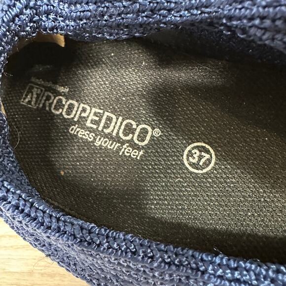 Arcopedico Mailu Shoe Sport Slip-On Knit Sz 37 Blue Black Wedge Washable Stretch - Picture 11 of 11
